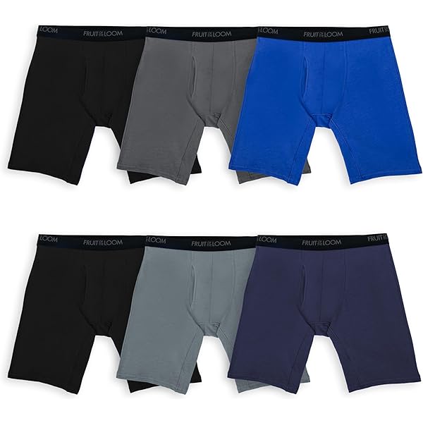 Fruit of the Loom Men's boxer brief, Black/Grey, Large(Pack of 7