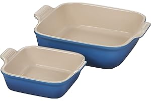 Le Creuset Stoneware Heritage Set of 2 Square Dishes , Small - 18 oz. & Medium - 2 qt., Marseille
