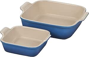 Le Creuset Stoneware Heritage Set of 2 Square Dishes , Small - 18 oz. &amp; Medium - 2 qt., Marseille