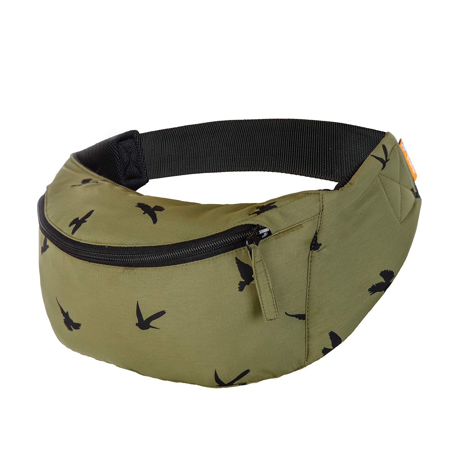 Baby Tula Lite Ripstop Nylon Compact Baby Carrier, Lightweight & Ergonomic Carrier for Travel w/Convenient Storage Hip Pouch, Multiple Carrying Positions for 12lbs to 30lbs - Soar (Olive Green/Birds)