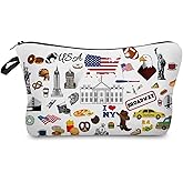 Livel lhood Travel the USA Makeup Bag Cute Small Organizer Zipper Pouch Travel the USA Cosmetic Bag Travel Present for Women Friends