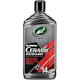 Turtle Wax Hybrid Solutions Ceramic Car Polish and Wax, Light Scratch Remover, Durable Paint Protection, Extreme Water Beading, High Gloss Shine, Hand or Machine Polisher Use, 14 oz (Pack of 1)