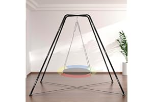 HOTJUMP Swing Stand for Kids, 330LBS Heavy Duty Metal Swings Frame for Backyard Indoor, Anti-Rust and All Weather Resistance, Saucer Swing -NOT Included Black