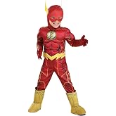 Toddlers Deluxe Flash Costume, Red Superhero Suit for Movie Comic Cosplay, Hero Dress-Up Parties &amp; Halloween