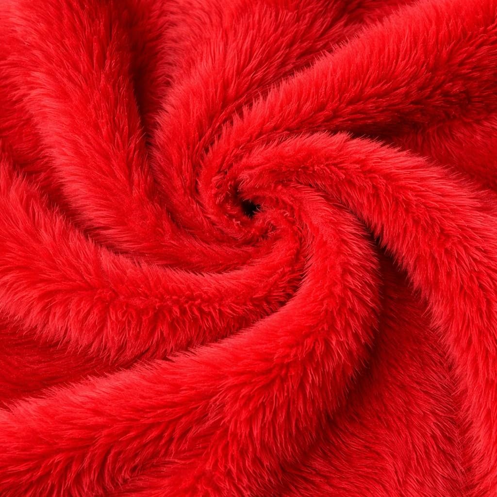 Plain Fun Faux Fur Fabric Material Bright RED, 1/8Mtr - 50cmx37cm โ image 1