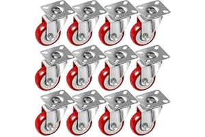 ONLINE BEST SERVICE 12 Pack 2-inch Caster Wheels Swivel Plate Casters On Red Polyurethane Wheels
