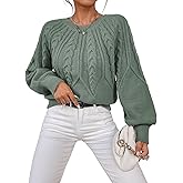 Dokotoo Womens Sweaters Crewneck Long Sleeve Cable Knit Chunky Sweater Tops Fashion 2025 Fall Outifits