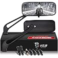 MZS Motorcycle Rear View Mirrors Universal Side Mirror Adjustment 8MM 10MM Mini Rectangle Black Compatible with Cruiser Chopper Touring Street Naked Road Bike Scooter Moped