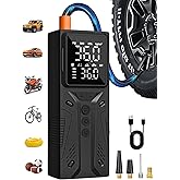 AIRSURE Tire Inflator Portable Air Compressor, High-Speed 150PSI Cordless Air Pump for Car Tires with Powerful Battery, Auto Shut-Off - Portable Tire Pump for Car, Bike, Motorcycle and Balls