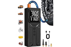 AIRSURE Tire Inflator Portable Air Compressor, High-Speed 150PSI Cordless Air Pump for Car Tires with Powerful Battery, Auto Shut-Off - Portable Tire Pump for Car, Bike, Motorcycle and Balls