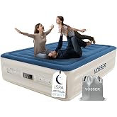 VOSSER Air Mattress Queen with Built in Pump,18'' Raised Blow Up Bed,800lb | Patented I Beam Blow Up Mattress,40%Thicker PVC,Water/LeakProof,Flocked,3Min Inflate,10Yr Support,NonSlip Silent,Home Guests