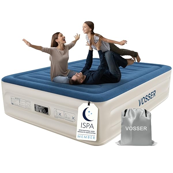 VOSSER QUEEN AIR MATTRESS WITH BUILT-IN PUMP,18” RAISED...