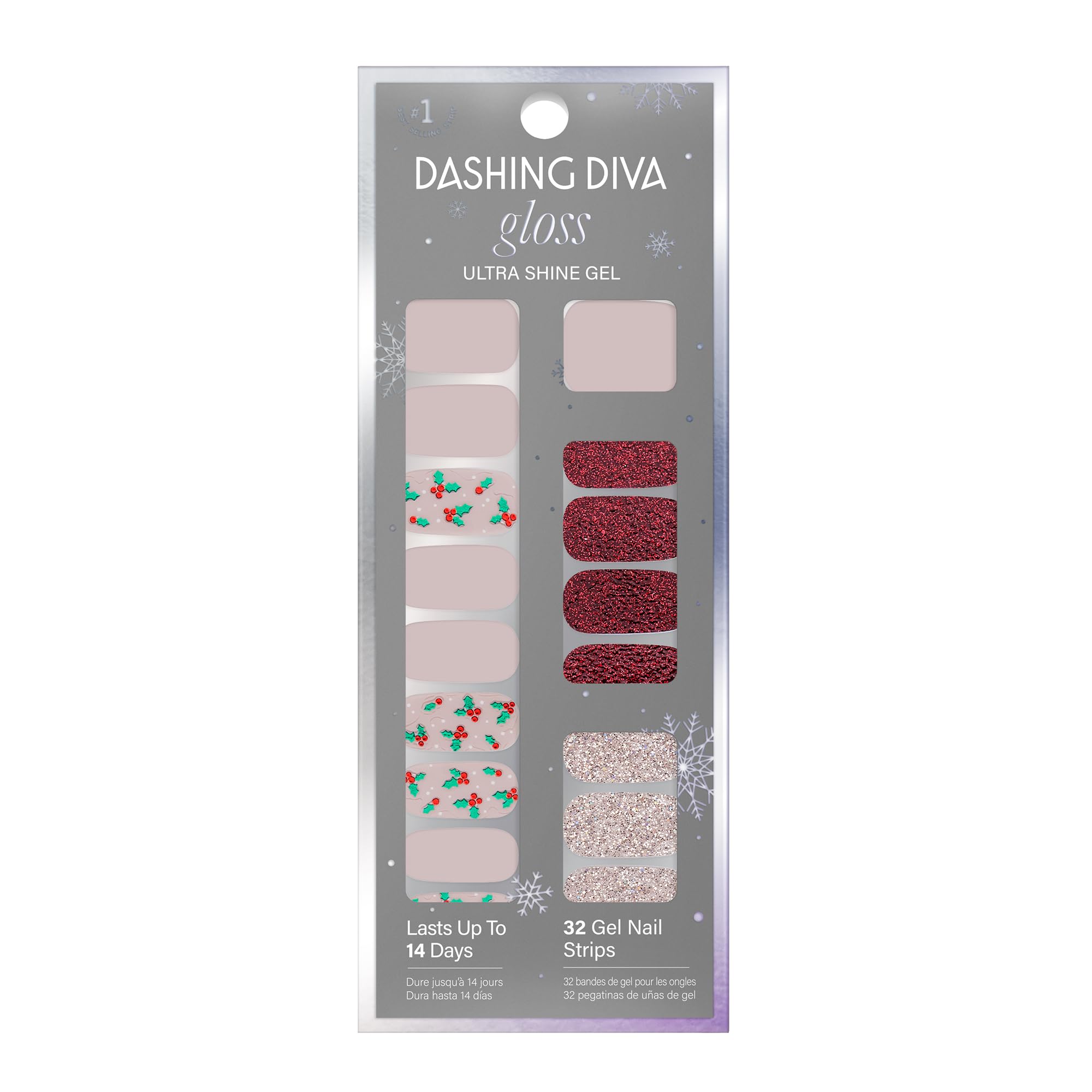 Photo 1 of Dashing Diva Gloss Nail Strips - [Holly] Wood | UV Free, Chip Resistant, Long Lasting Gel Nail Stickers | Contains 32 Nail Wraps, 1 Prep Pad, 1 Nail File