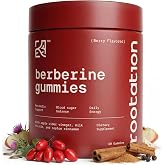 Rootation Berberine HCL 500mg Gummies with Ceylon Cinnamon, Milk Thistle, Apple Cider Vinegar &amp; Inulin Fiber - Zero Sugar Vegan Non-GMO Supplement - 60 Count