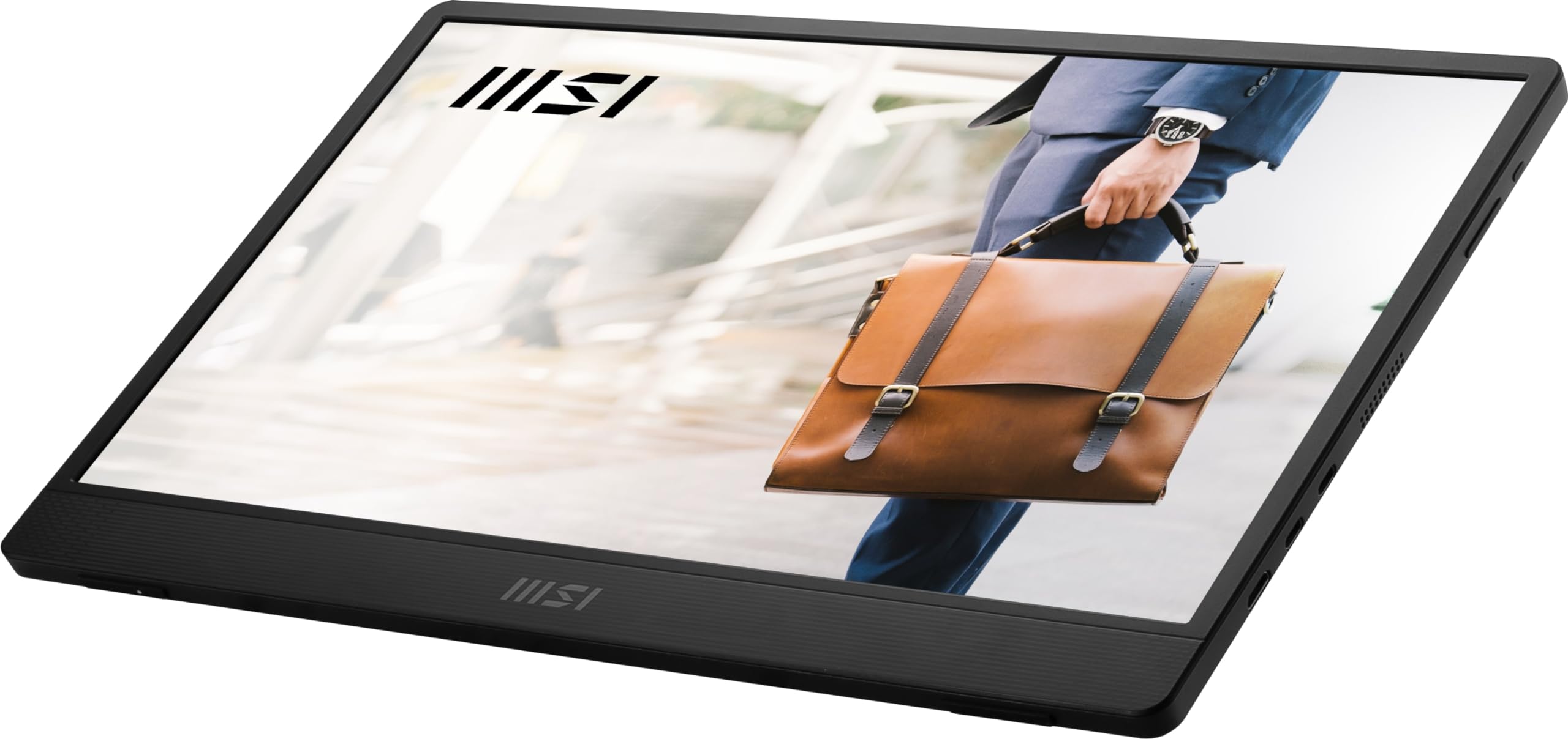 MSI PRO MP161 E2U 15.6 Inch Full HD Portable Monitor - 1920 x 1080 IPS, 60Hz, Eye-friendly, for PC, Laptop, Mobile, Speaker, Improved Housing & Kickstand, Mini HDMI 2.0b, 2 x USB Type-C