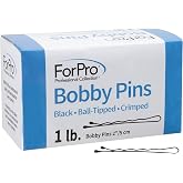 ForPro Bobby Pins, 1lb/400ct, 2"L, Black, Ball-Tipped, Crimped, Non-Slip | Professional Hair Bobby Pins | Perfect for Securing Up-Dos, Flyaways and Holding Back Layers