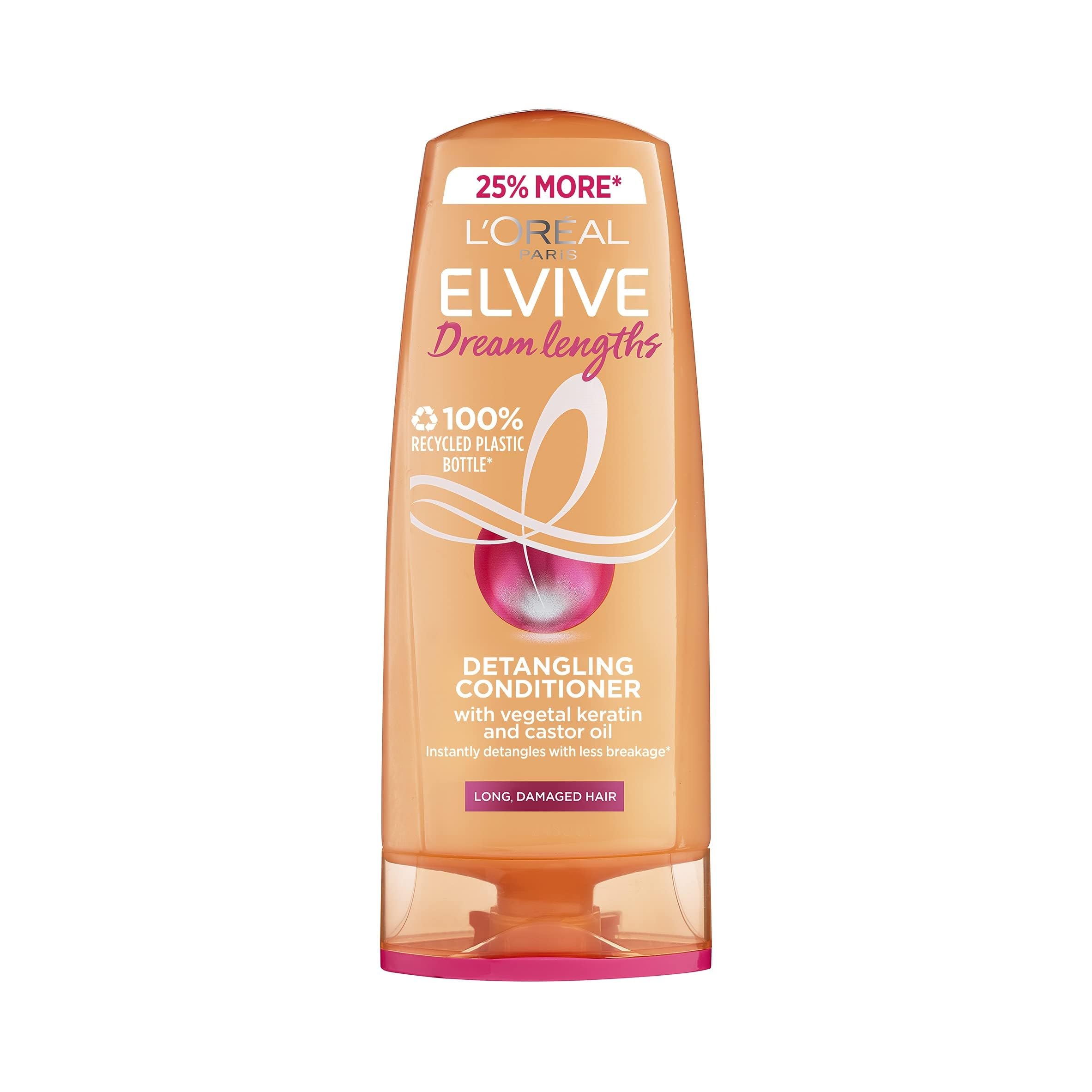 L'Oreal Paris Elvive Dream Lengths Conditioner, Nourishing & Strengthening Treatment, Enriched with Castor Oil, For Long, Damaged Hair 500ml, packaging may vary