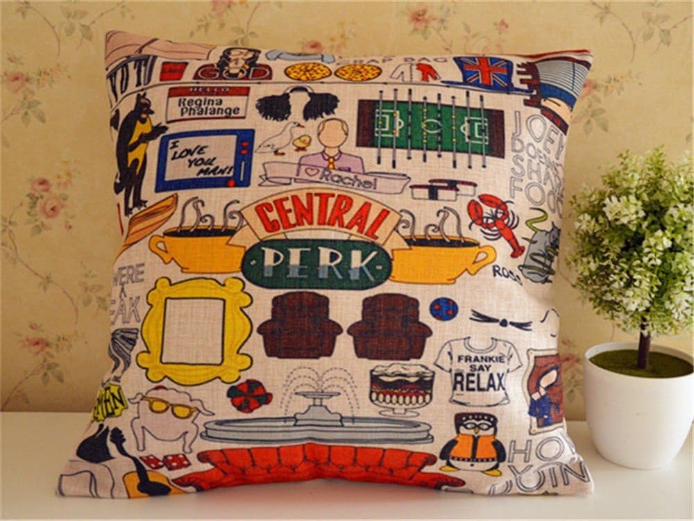 YMD Cotton Linen Decorative Throw Pillow Cover Cushion Case Pillow Friends Central PERK Home Decor (20X20)