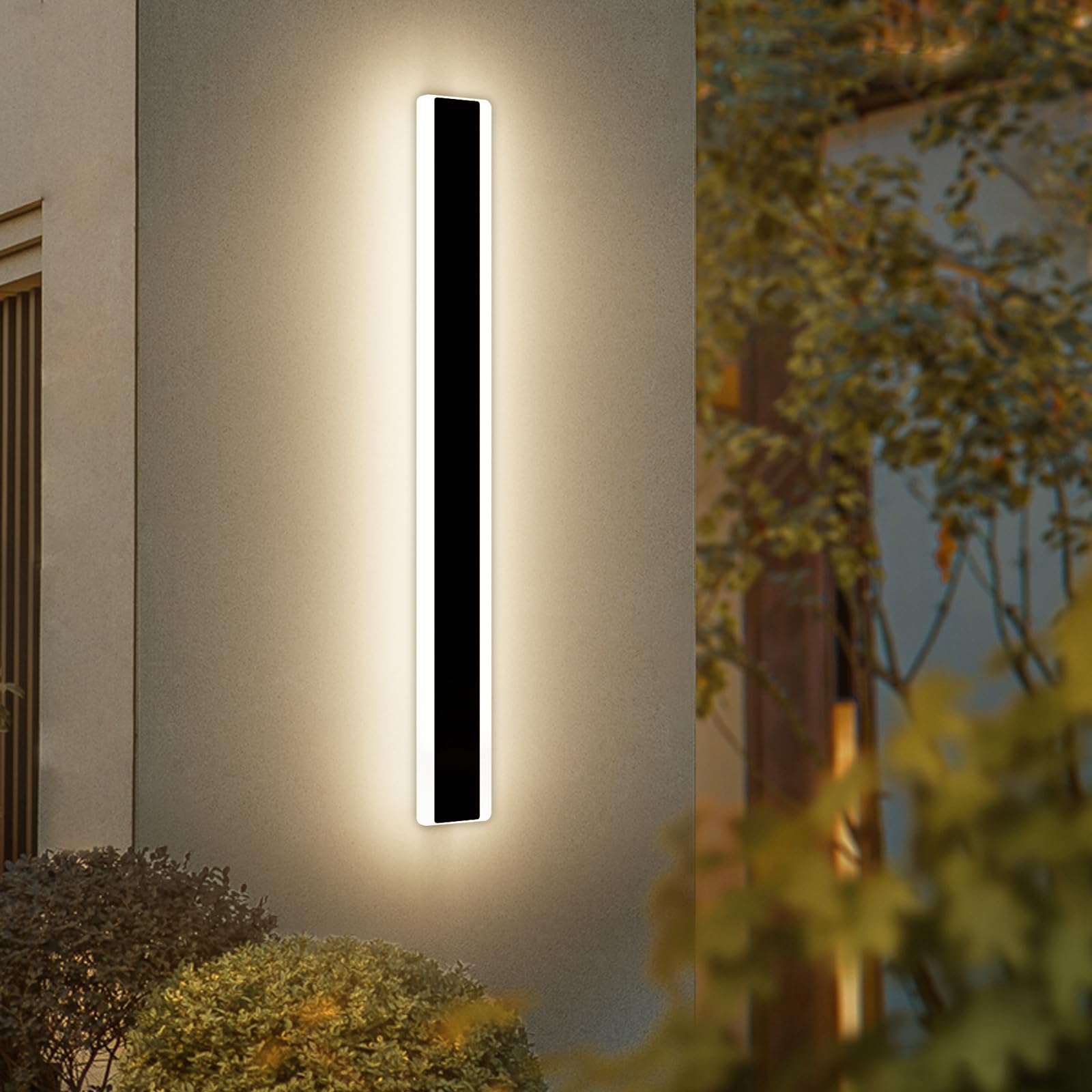 120CM Outdoor Wall Sconces, Modern Wall Lamp with 3000K Warm Lights, IP65 Waterproof Minimalist Porch Wall Fixture with Light Transmittance Frosted Acrylic Panel for Garage