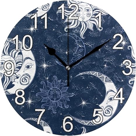 Amazon Co Jp 日 月 掛け時計 おしゃれ 置き時計 壁掛け時計 サイレント 連続秒針 北欧クラシック 人気 インテリア 部屋装飾 ホーム キッチン