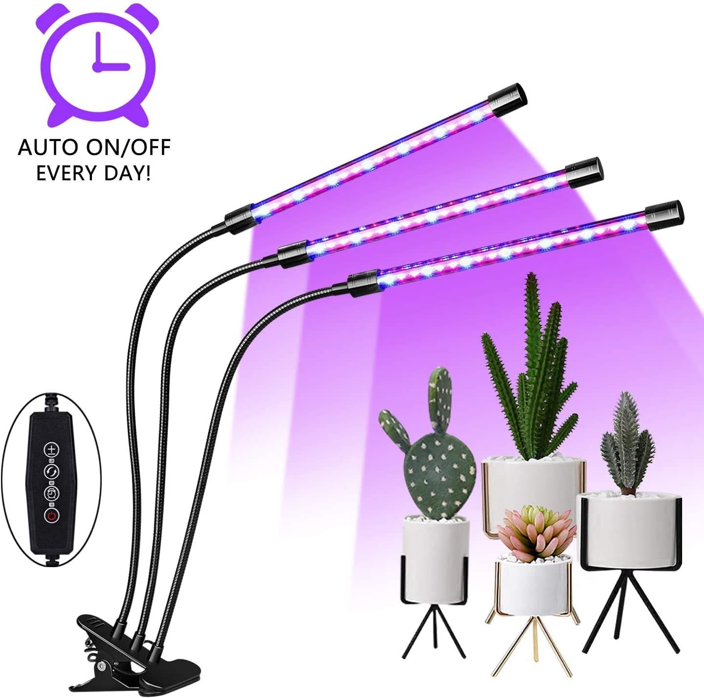 LED Grow Light for Indoor Plants, Full Spectrum Grow Lamp, Dual Head Gooseneck Plant Light with Replaceable Bulbs, Professional for Seedling Growing Blooming Fruiting