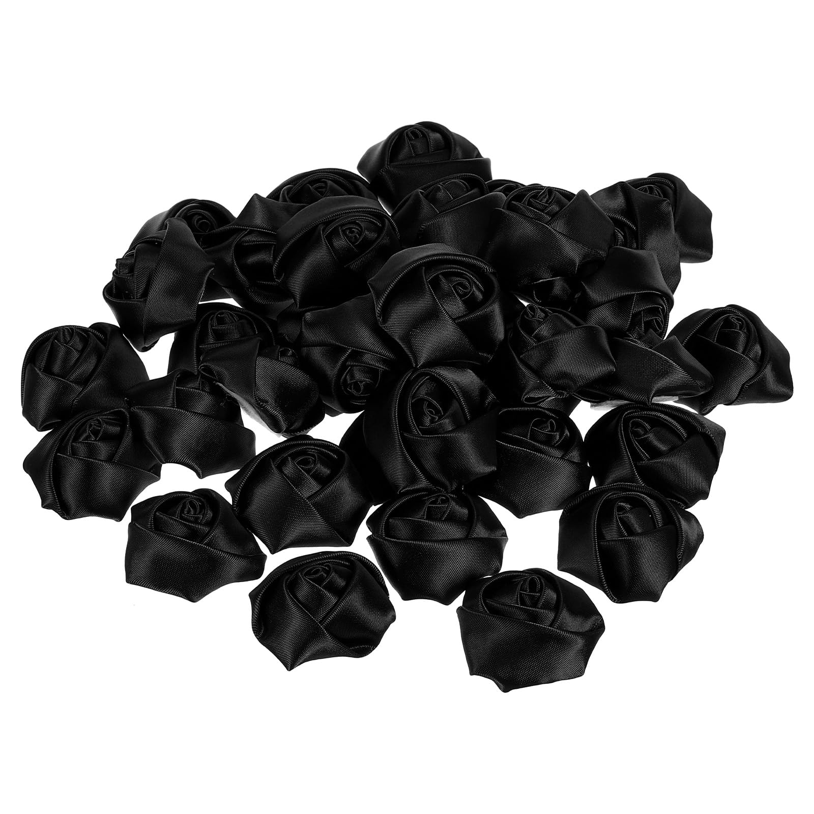 PATIKIL 1.6" Satin Ribbon Roses, 30 Pack Artificial Flowers Roses Heads Handmade Fake Flowers Fabric Flowers for Crafts Wedding Bouquet, Black — image 1