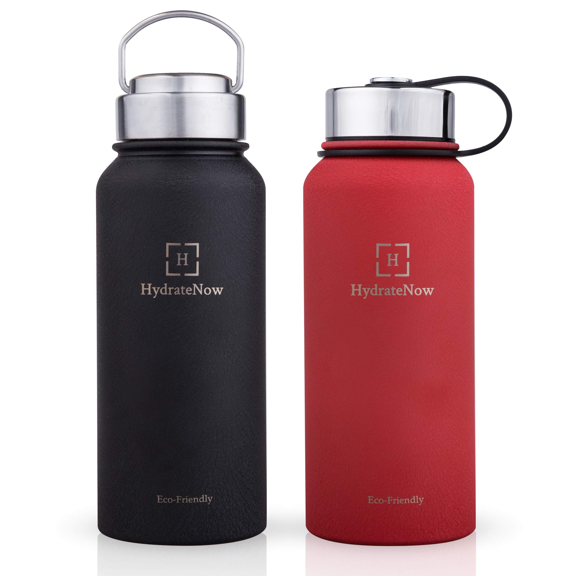 HydrateNow Insulated Water Bottle in 316 Leak-Proof 100% Recyclable Water Bottles Stainless Steel in Food-Safe Polypropylene Plastic Silicone Stainless Steel Water Bottles