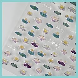 CESTSIREN Lotus Nail Art Stickers, Flower Floral