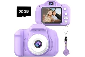 Dylanto Upgrade Kids Selfie Camera, Christmas Birthday Gifts for Girls&Boys Age 3-9, HD Digital Video Cameras for Toddler, Portable Toy for 3 4 5 6 7 8 Year Old Girls&Boys with 32GB SD Card (Purple
