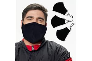 BLU HORN Face Mask from Large to 2XL(X-Large), with nose wire, adjustable loop, breathable (Large, Black (3-Pack))