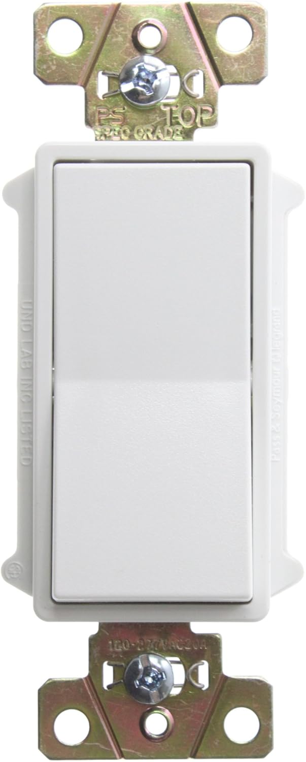 Pass & Seymour 2622W DoublePole Decorator Switch, 20A, 120/277V