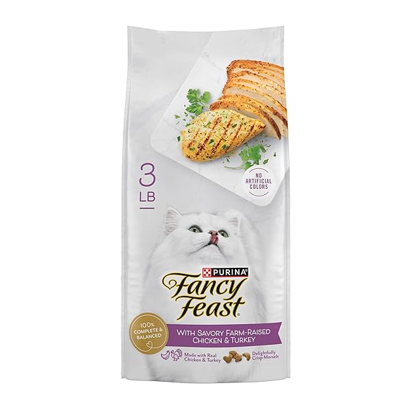 PURINA FANCY FEAST DRY CAT FOOD WITH SAVORY FARM-RAISED CHICKEN AND TURKEY – 3 LB. BAG