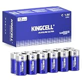 KINGCELL C Batteries 12 Pack, Alkaline Hight Performance C Battery with 10-Year Shelf Life，Long-Lasting Power 1.5V C Cell Battery for Flashlights,Remotes,Clocks,Stereos,etc.