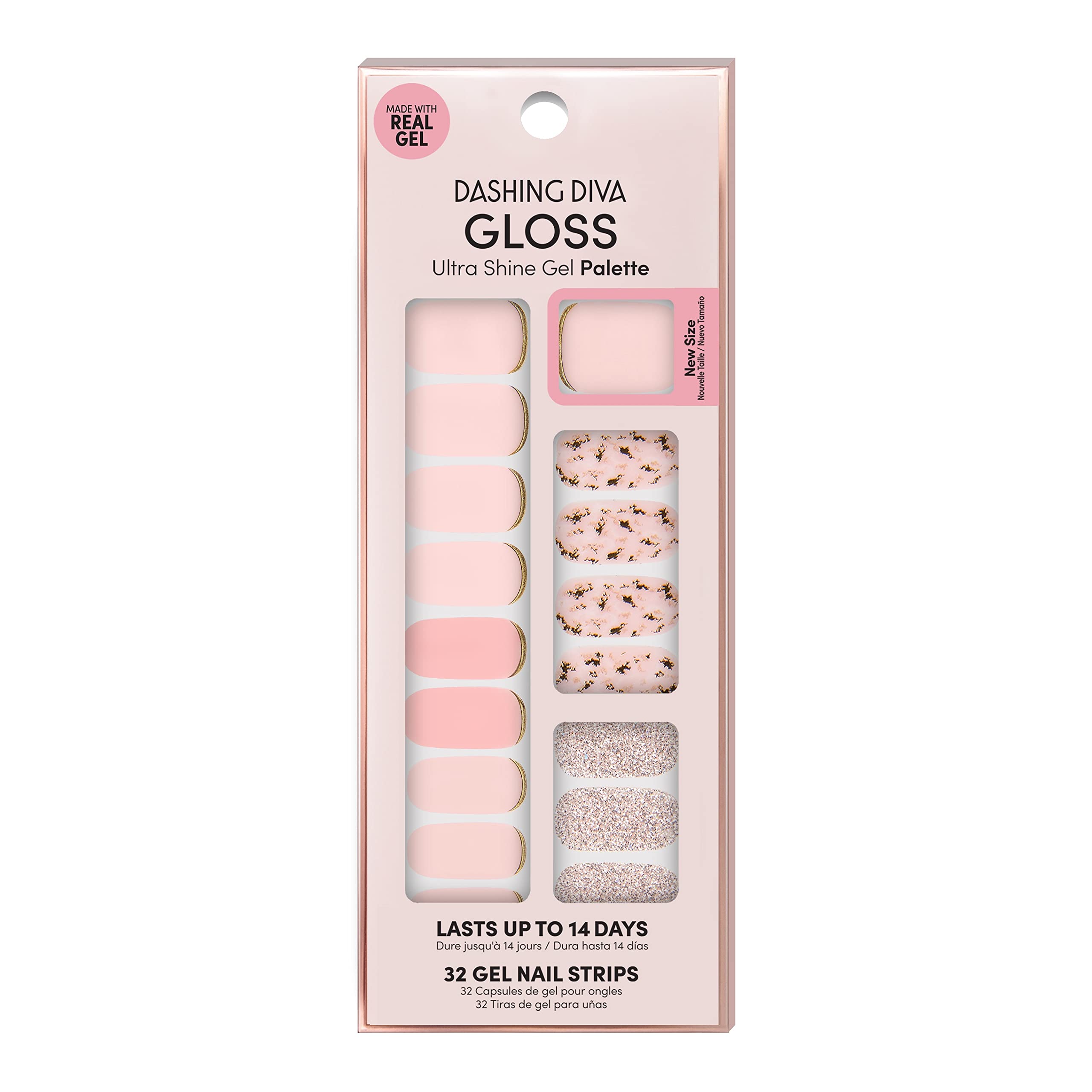 Photo 1 of Dashing Diva Gloss Nail Strips - Feeling Flush | UV Free, Chip Resistant, Long Lasting Gel Stickers | 32 Wraps, 1 Prep Pad, 1 File
