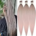 Ash Grey Pink Braiding Hair Pre stretched Braiding Hair Braid in Hair Extensions