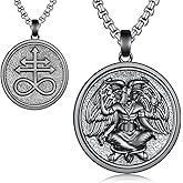 Sbzxbt Baphomet Necklace Sterling Silver Satanic Necklace Satanic Jewelry for Men Women 22"+2" Chain