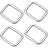 CRAFTMEMORE Metal Rectangle Buckle Ring Fits 5/8" 3/4" 1" Strap Heavy Duty Rectangular Cord for Bag Belt Loop Purse Making (3/4" x 20 pcs, Silver)