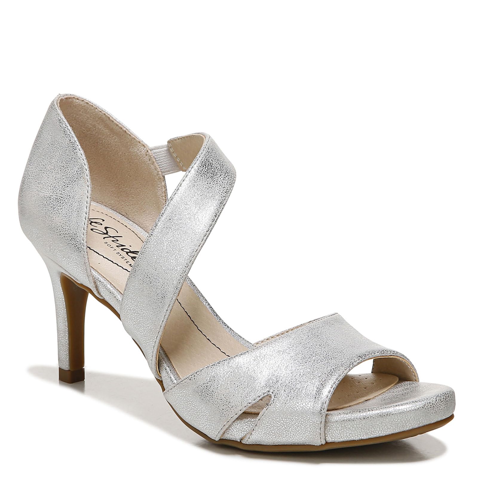 Photo 1 of LifeStride Womens Mega Dress Heeled Sandal, Silver, 7 US