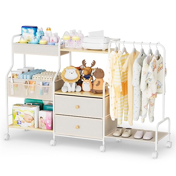 BBLIKE DIAPER CADDY ORGANIZER WITH HANGING RACK –...