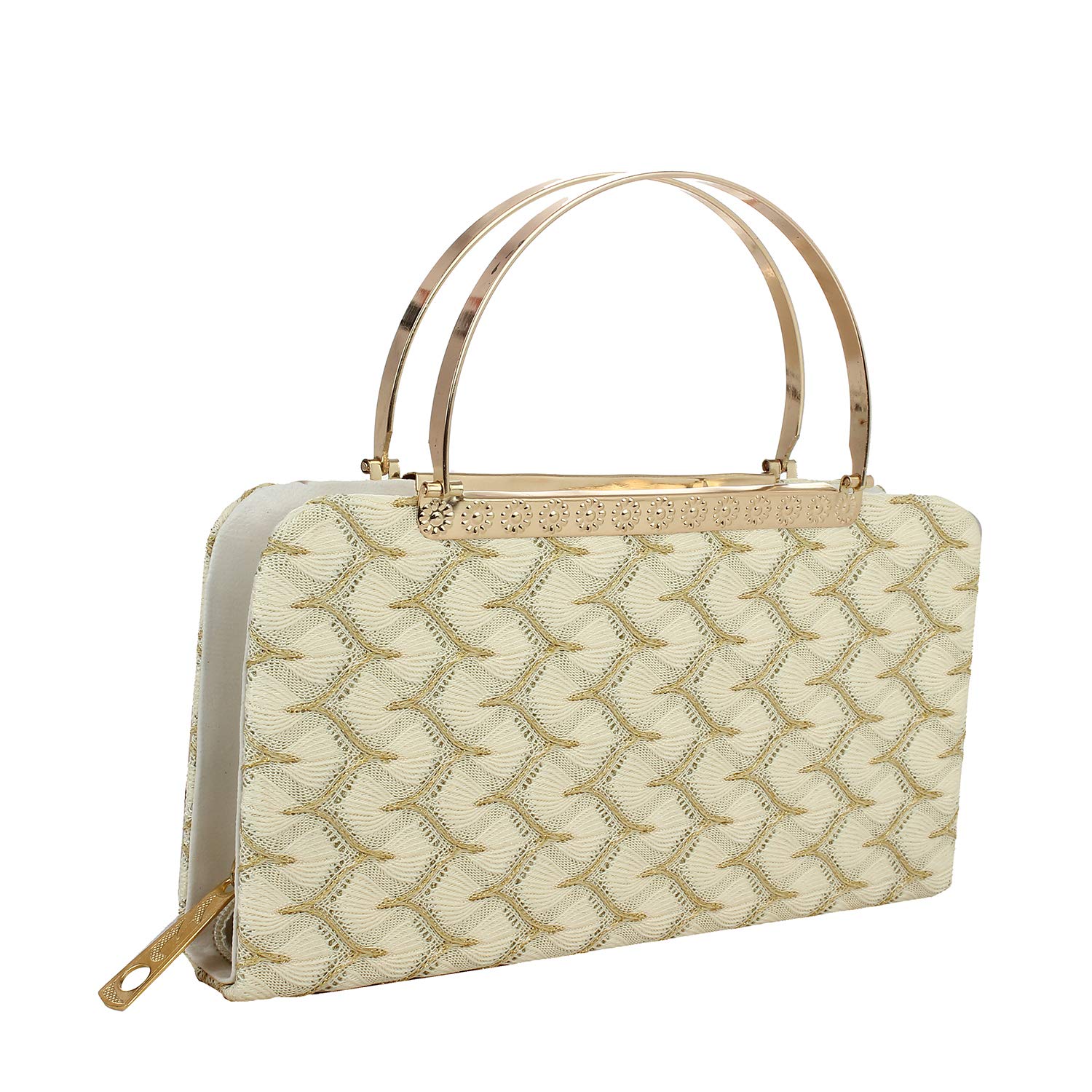 fillincart causal girls white, gold colour pu material clutch(clutch-etc-033-k)