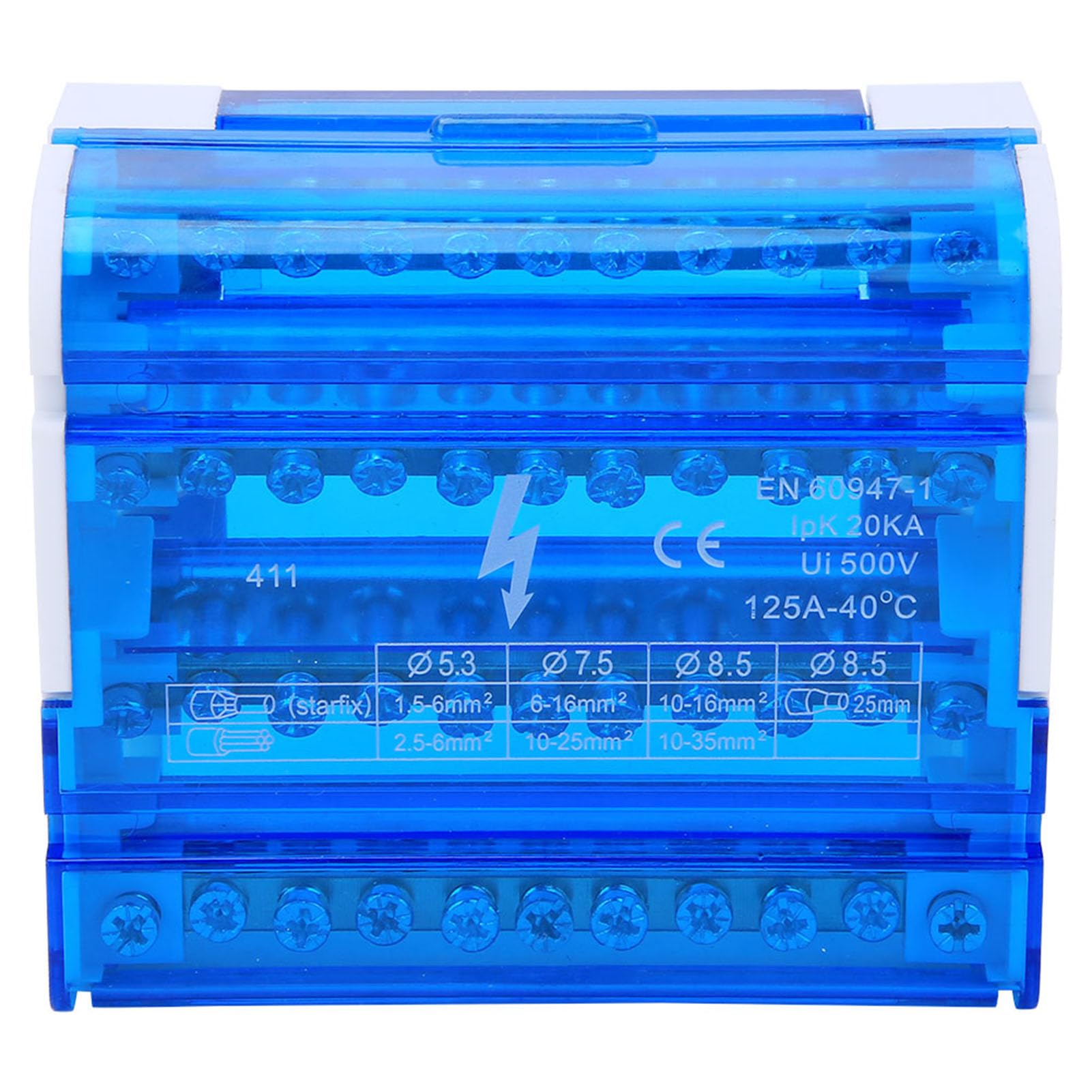 Heavy Duty Bus Bar Power Distribution Box, Terminal Block Din Rail Distribution Box 4 Level Single Phase Terminal Blocks for Electrical Engineering