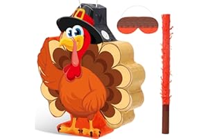 Harrycle Fall Thanksgiving Piñata Large Thanksgiving Piñata with Blindfold Bat and Confetti for Autumn Harvest Birthday Party Favors Supplies Holiday Decor(Turkey)