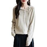 Ciovkis Women's Merino Wool Blend Cardigan 2025 Fall Winter Casual Zipper Sweatshirt Long Sleeve Ribbed Knit Hooded Cardigan