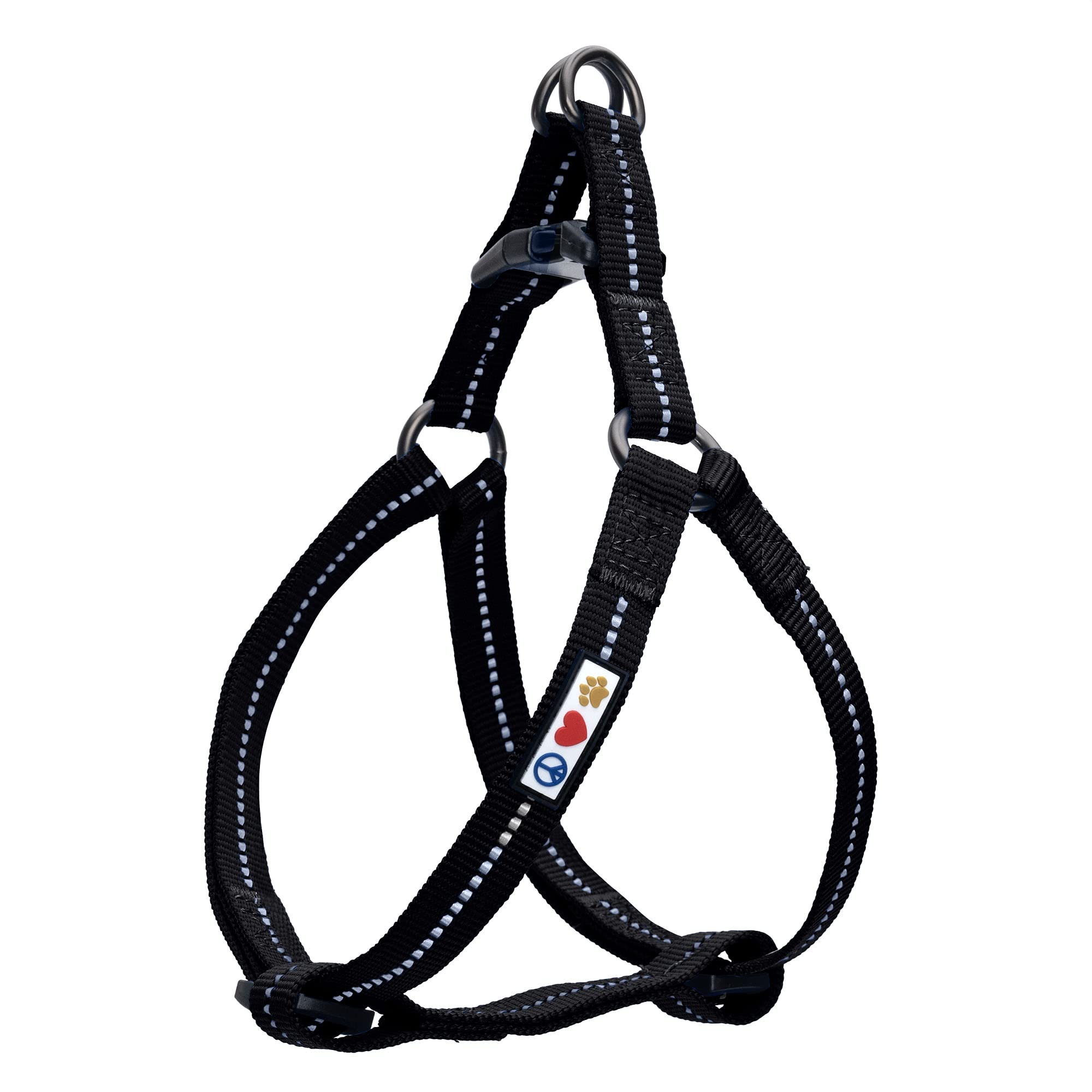 Pawtitas Large Dog Harness - Reflective, Adjustable, Recycled L Black