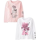 The Children's Place Girls Unicorns,Sports,Butterflies Long Sleeve Graphic T-Shirts,2 Pack