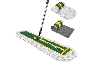 42" Commercial Dust Mop for Floor Cleaning, MASTERTOP Large Flat Mop with Long Handle, Sweeping Broom with 2 Different Mops Pads, Industrial Mop for Hardwood, Tile, Gym, Office, Mall, Warehouse