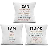 LRyeisahh Boho Motivational Throw Pillow Covers, Inspirational Gifts, Positive Affirmation Decorative Pillowcases Cushion Cases for Kids Room Bedroom Home Office Decor, 18x18 Pillow Covers Set of 3
