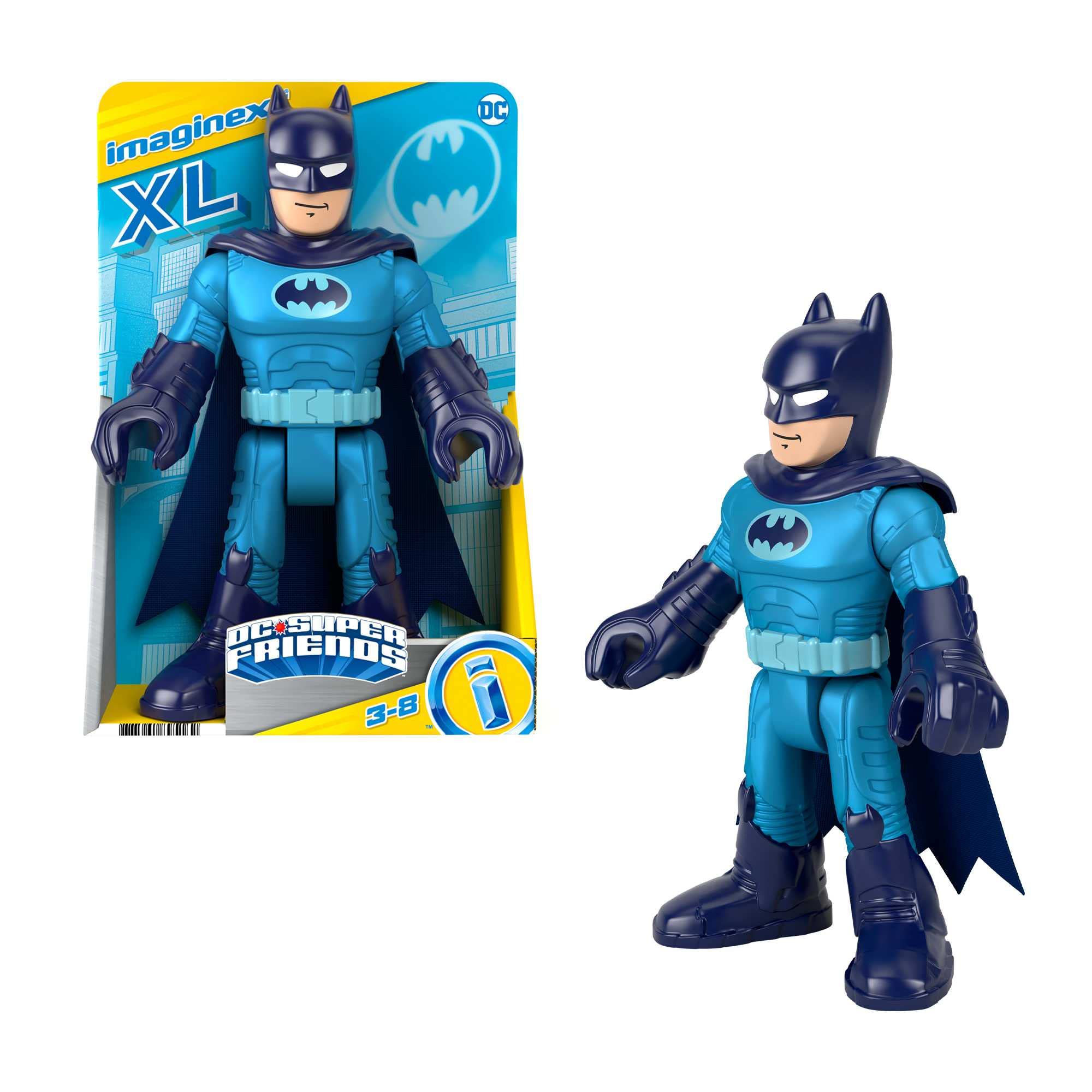Imaginext DC Super Friends Batman Defendant XL Blue - Large Articulated Batman Figure with Superhero Cape - 25 cm - Gift from 3 Years, HFD50 Multi-Coloured
