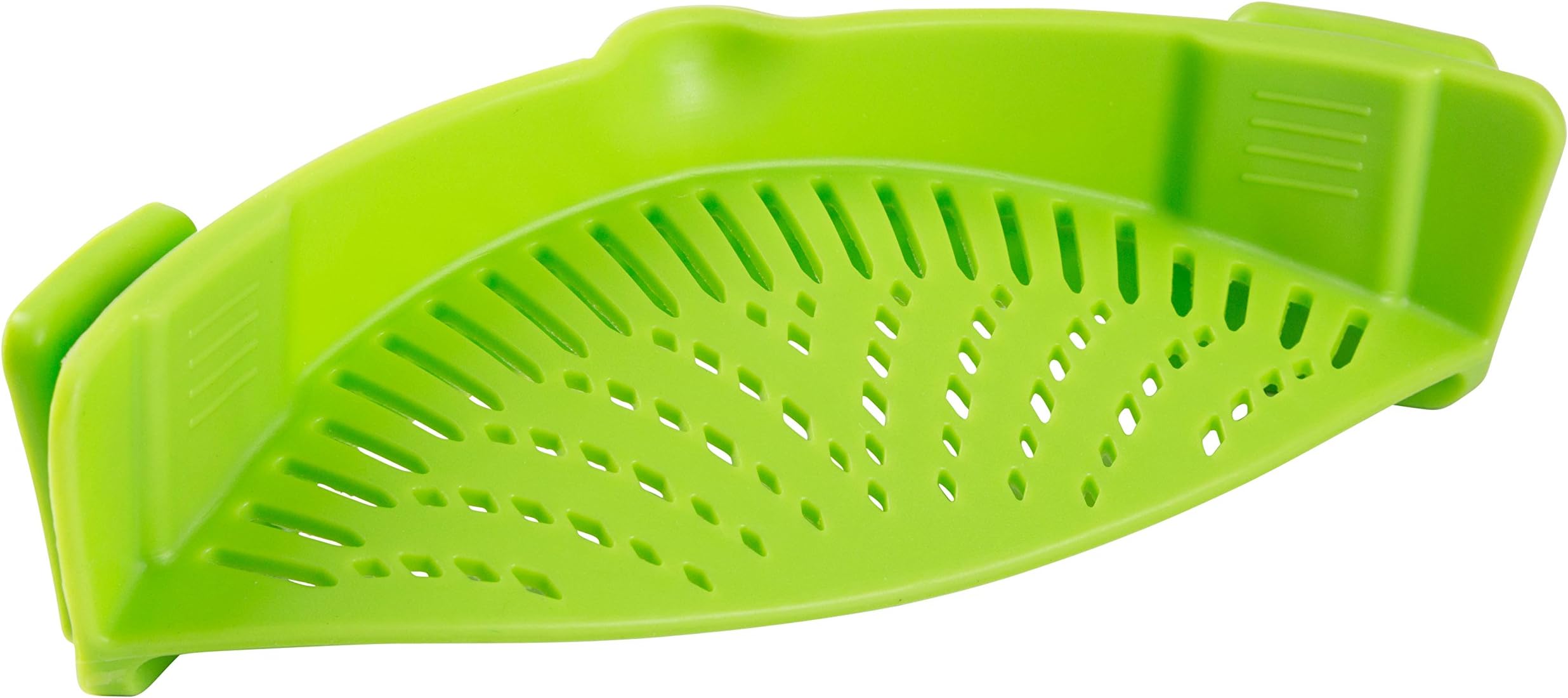 Clip-on Silicone Strainer, Colander & Drainer Compact & Flexible BPA Free universal Fits All Pots, Pans & Bowls (Green)