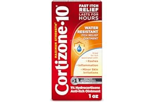 CORTIZONE 10 Cortizone-10 Maximum Strength Water Resistant Itch Relief Ointment, 1% Hydrocortisone, Fast-Acting, Anti-Itch Cream for Bug Bites, Rash, Eczema, Psoriasis, Poison Ivy, Oak, Sumac & More, 1 oz